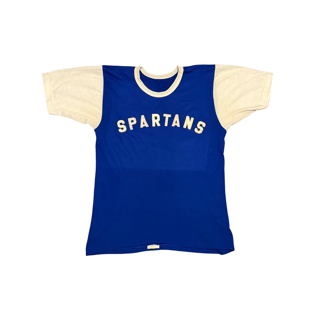 Vintage Felco Spartans Jersey Blue Cream Number 12 ILGWU Union Made USA Mens L